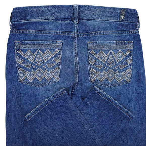 7FAMK 7 For All Mankind Jeans A Pocket Size 27 LONG Mid Rise Distressed Straight - Picture 1 of 10